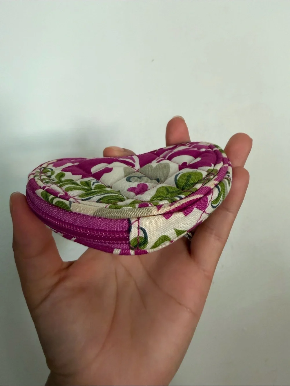 Vintage Vera Bradley Magenta Floral Julep Tulip pattern Heart Coin Pouch